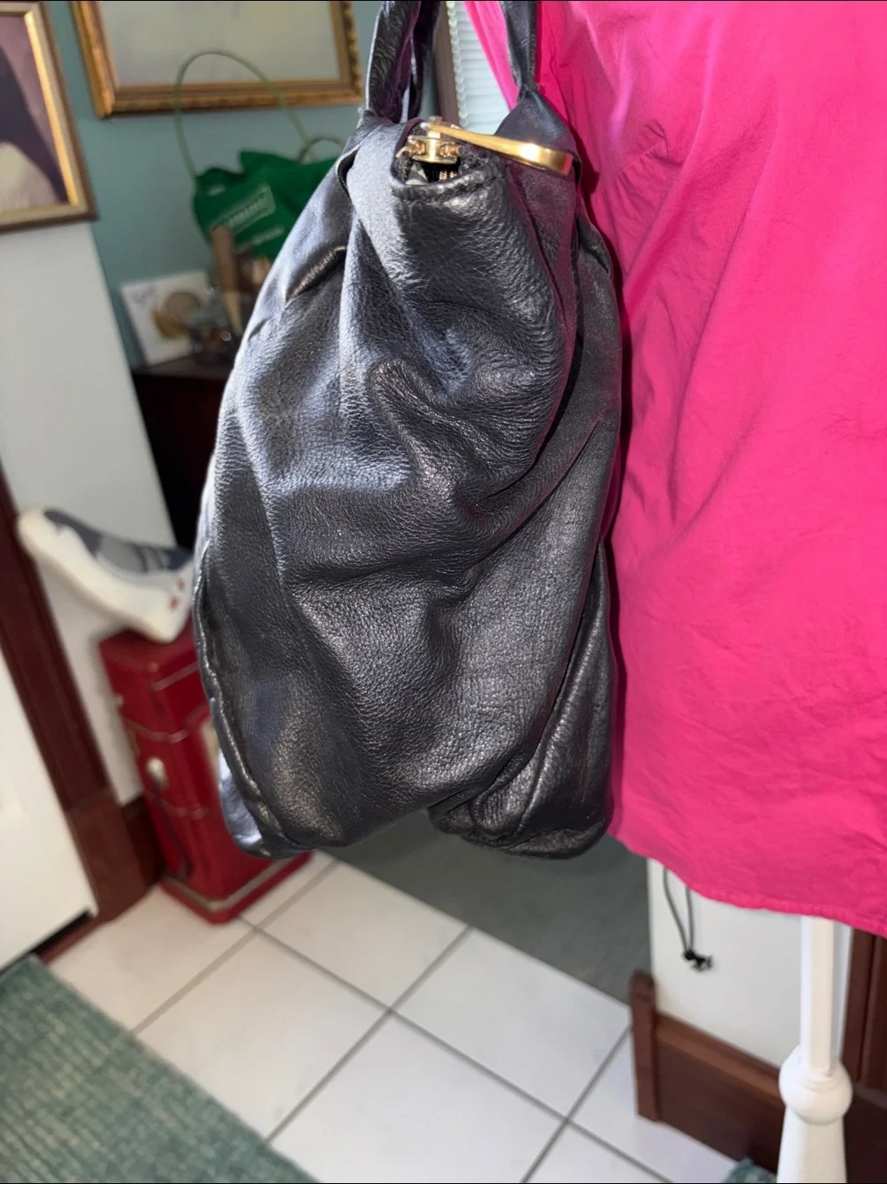 Marc Jacobs  Tote bag  shoulder bag  large bag  leather black/brass hardware EUC